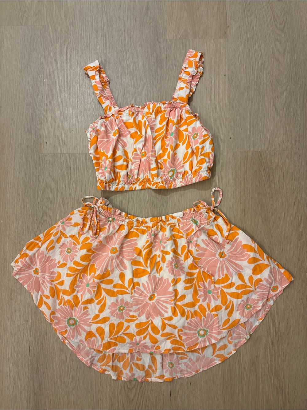 Aerie Pink and Orange Floral Two-Piece Set